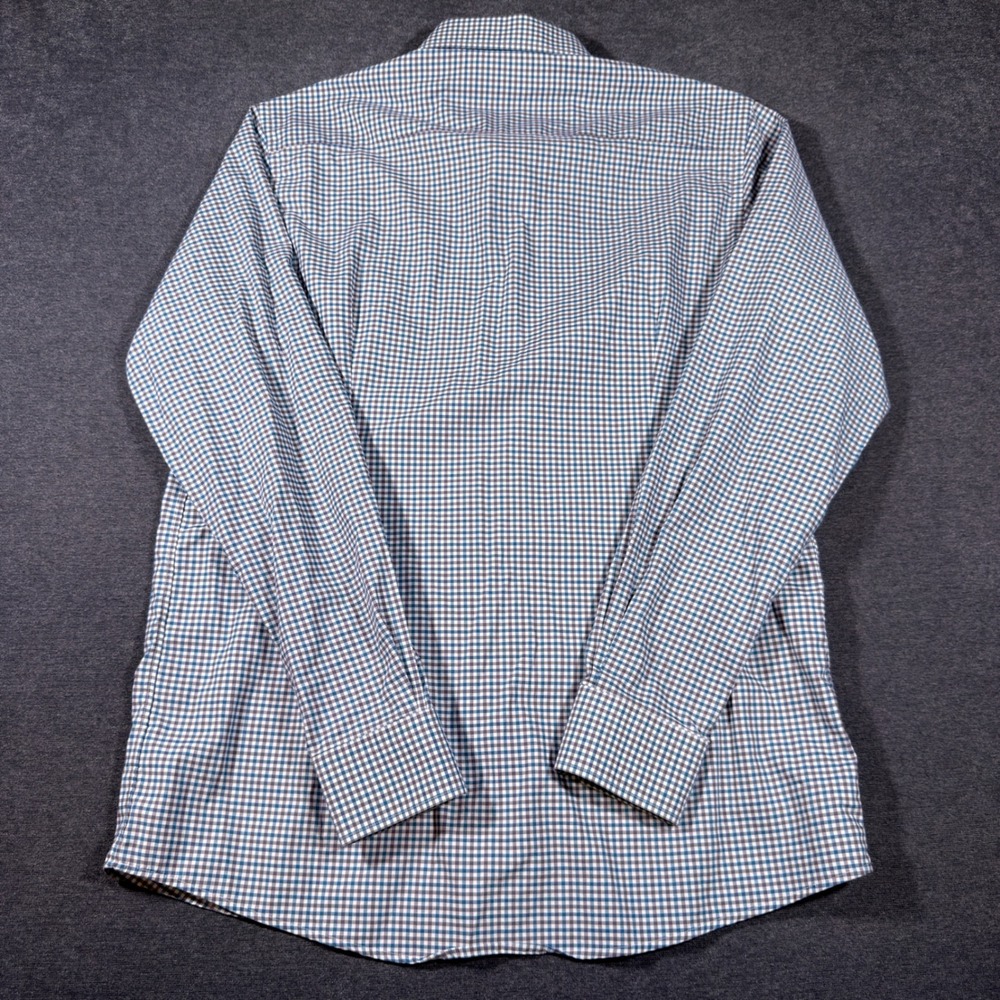 Eton Button Down Shirt Mens 17.5 Blue Gingham Contemporary Fit Cotton Twill - Picture 4 of 8